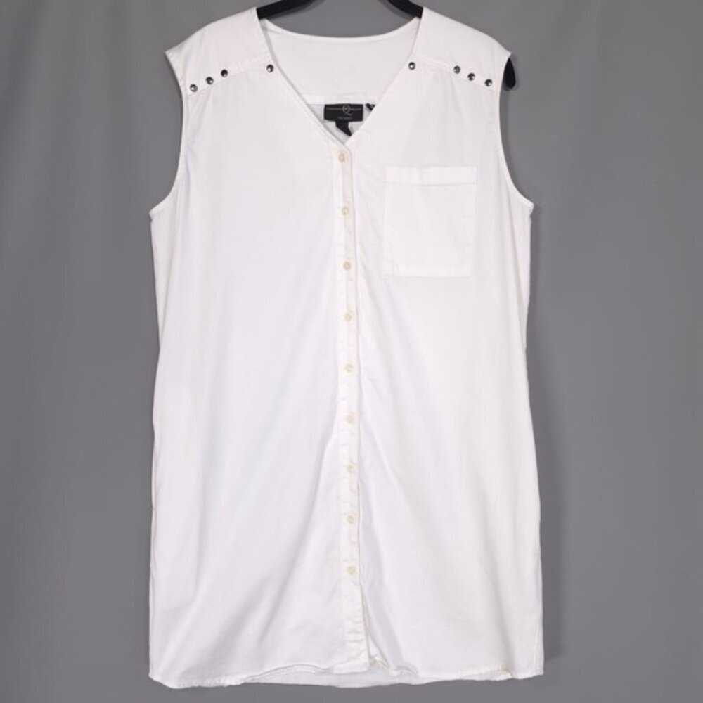 ALEXANDER McQUEEN‎ FOR TARGET Shirt Mini Dress LARGE White Studded Sleeveless